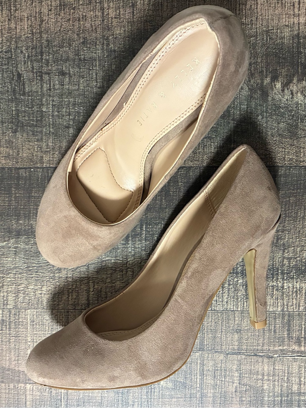 Kelly & Katie Larissa Women’s 7.5 Taupe Suede Look High Heel Pumps Career